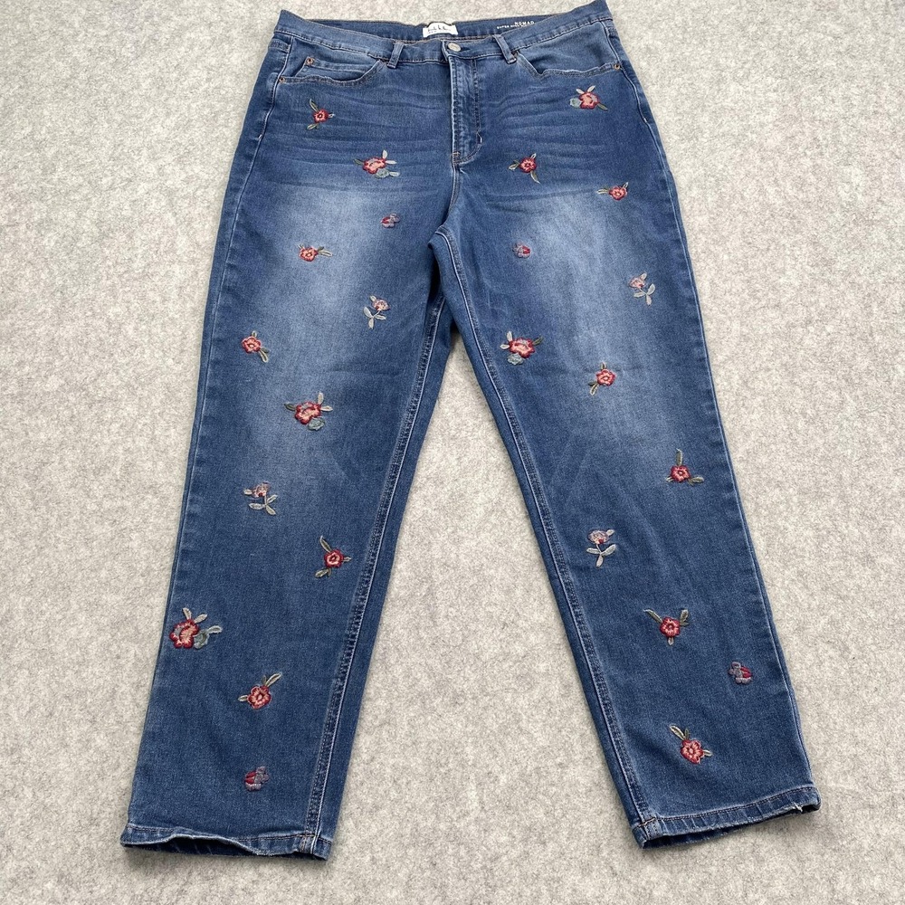 Nicole Miller Nomad High Rise Ankle Jeans Womens 14 (34x26) Blue Floral